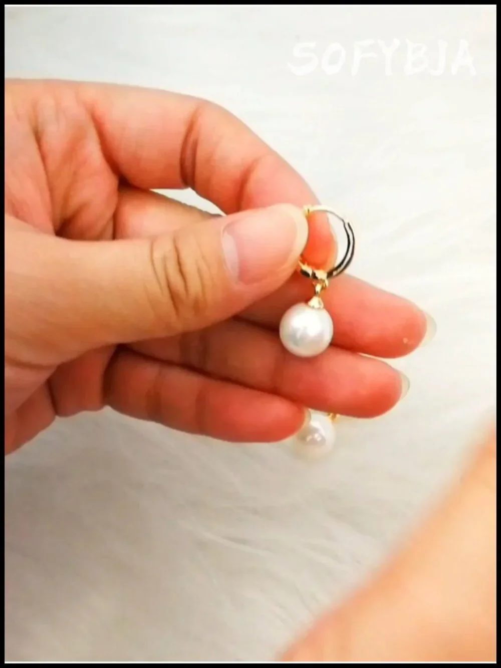 18K Gold Plated Huggie Hoop Earrings Pearl Dangle Handmade Lightweight